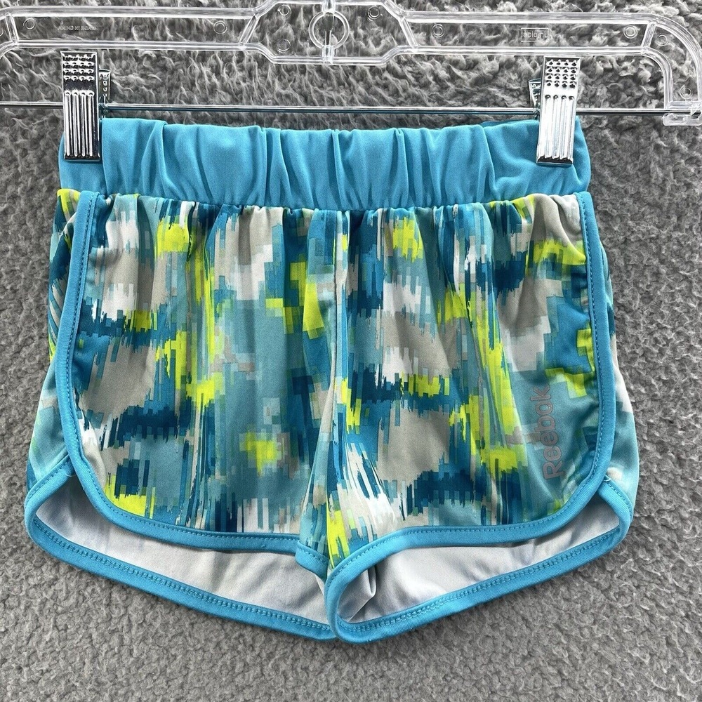 Reebok Shorts Girls Size 5 Teal Geometric Print Athletic Shorts Girls Size 5
